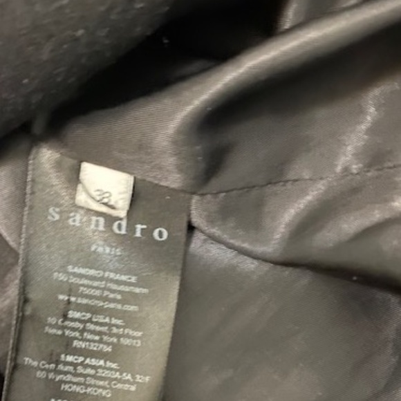 Sandro Kolia Ribbed Overlay Wool Blend Coat Size 6 - Picture 14 of 16